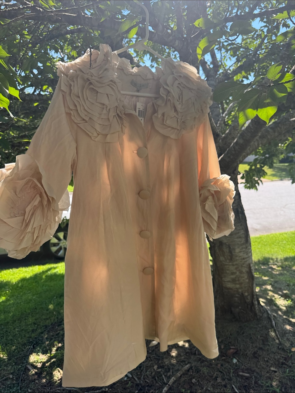 By Stella Women's Cream Floral-Trim Coat